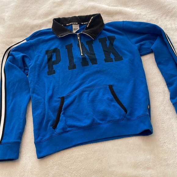 PINK Victoria’s Secret blue cowl neck zip up size small - Picture 2 of 14